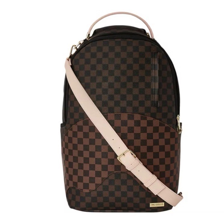 Sprayground Boujee Strap Bandolero Nouveau Checkered Backpack Zip Inner Pockets