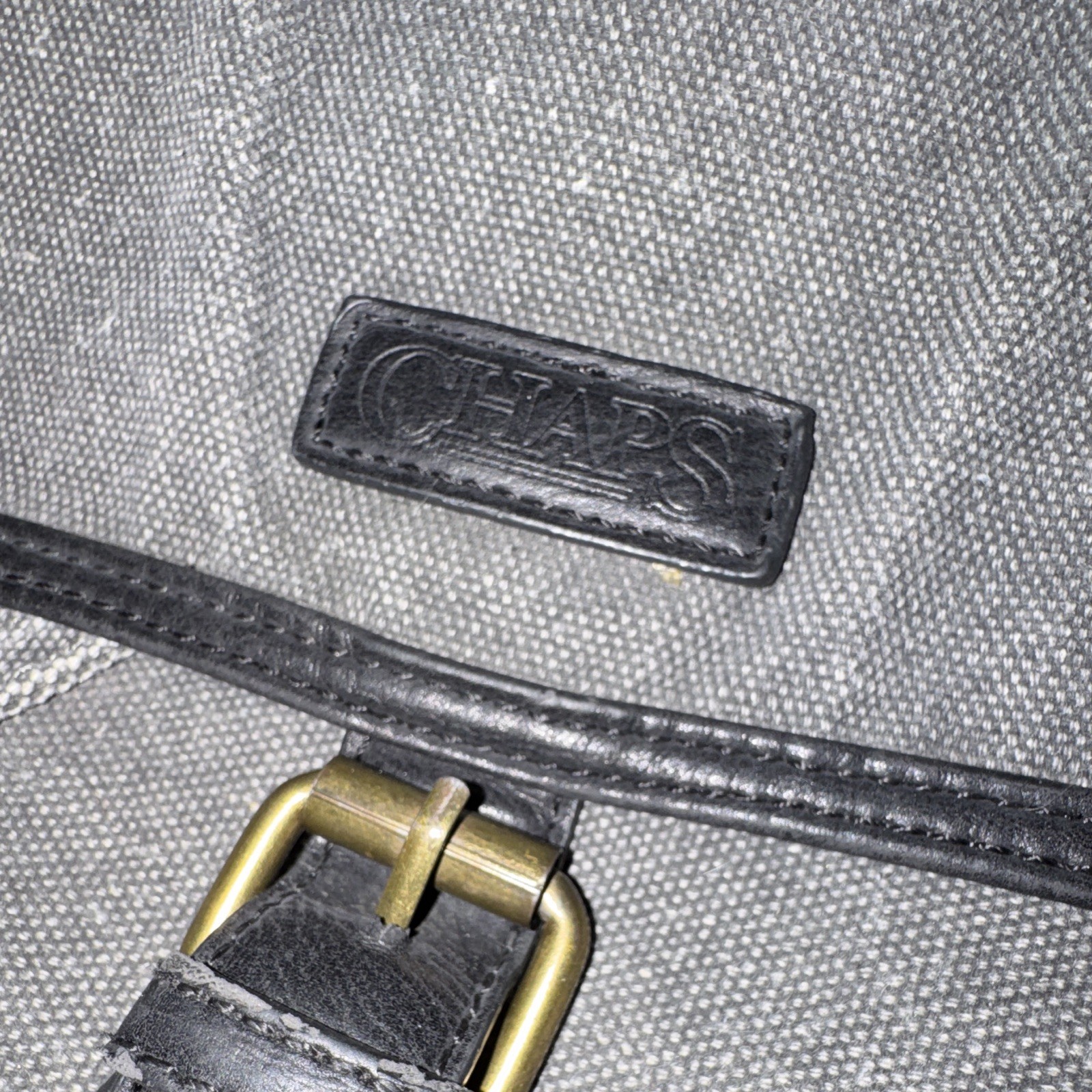 Chaps Gray Laptop Backpack Buckle Flap Drawstring Closure Lined Inner Pockets