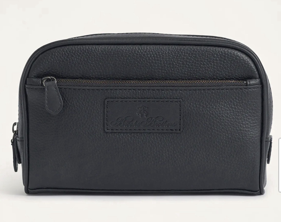 Brooks Brothers Pebbled Leather Dopp Kit Black