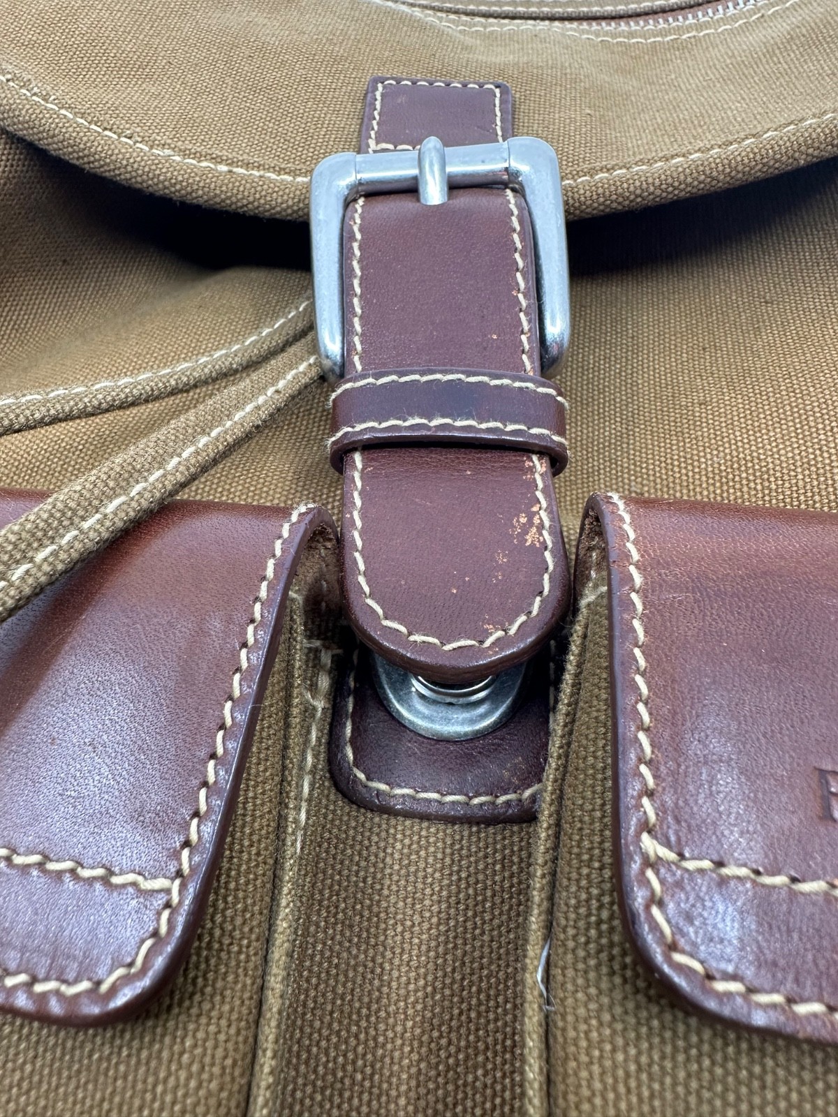 Fossil Expedition No 11552 Brown Canvas Backpack Leather Trim Rugged Goods