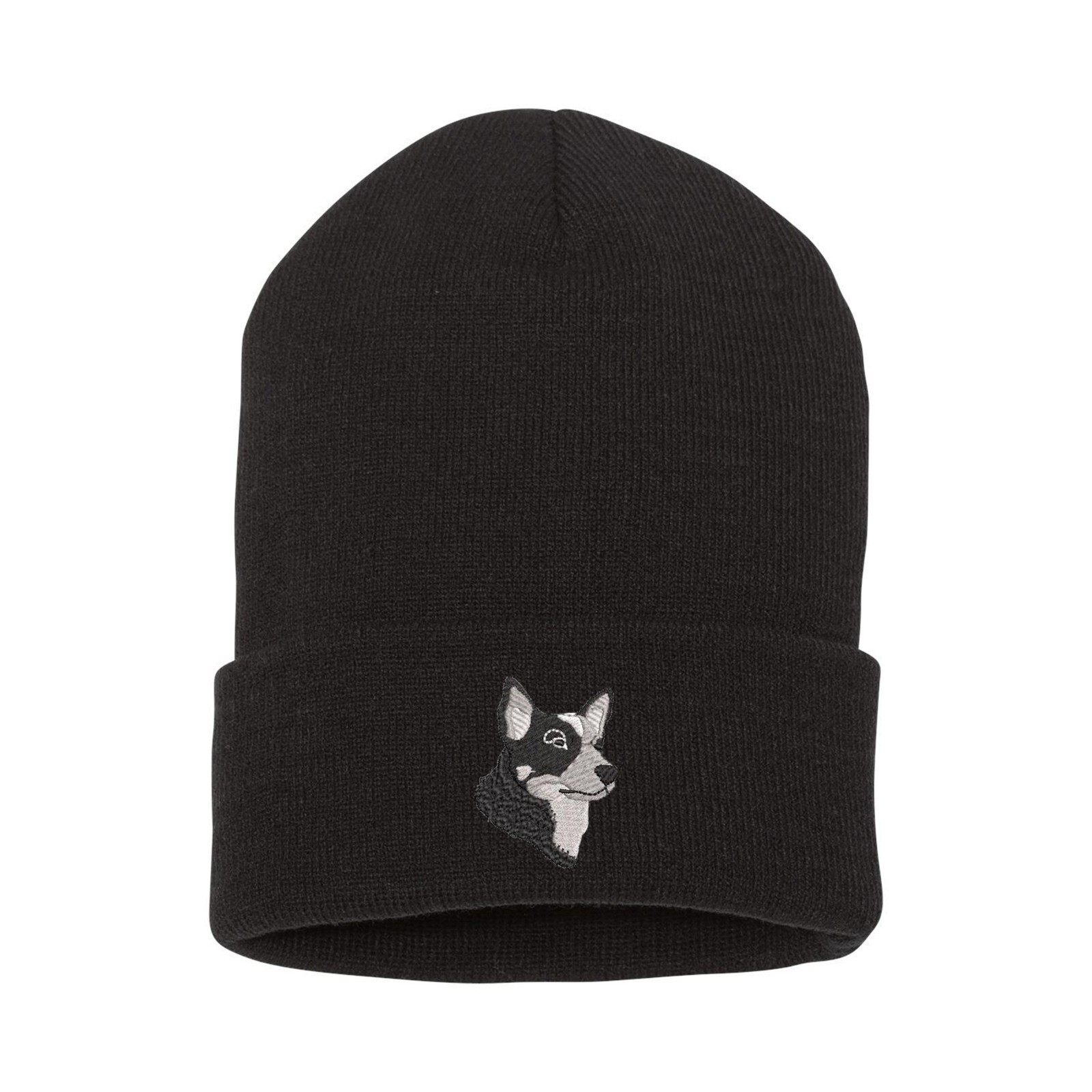 Australian Cattle dog embroidered black beanie hat, embroidery winter beanie