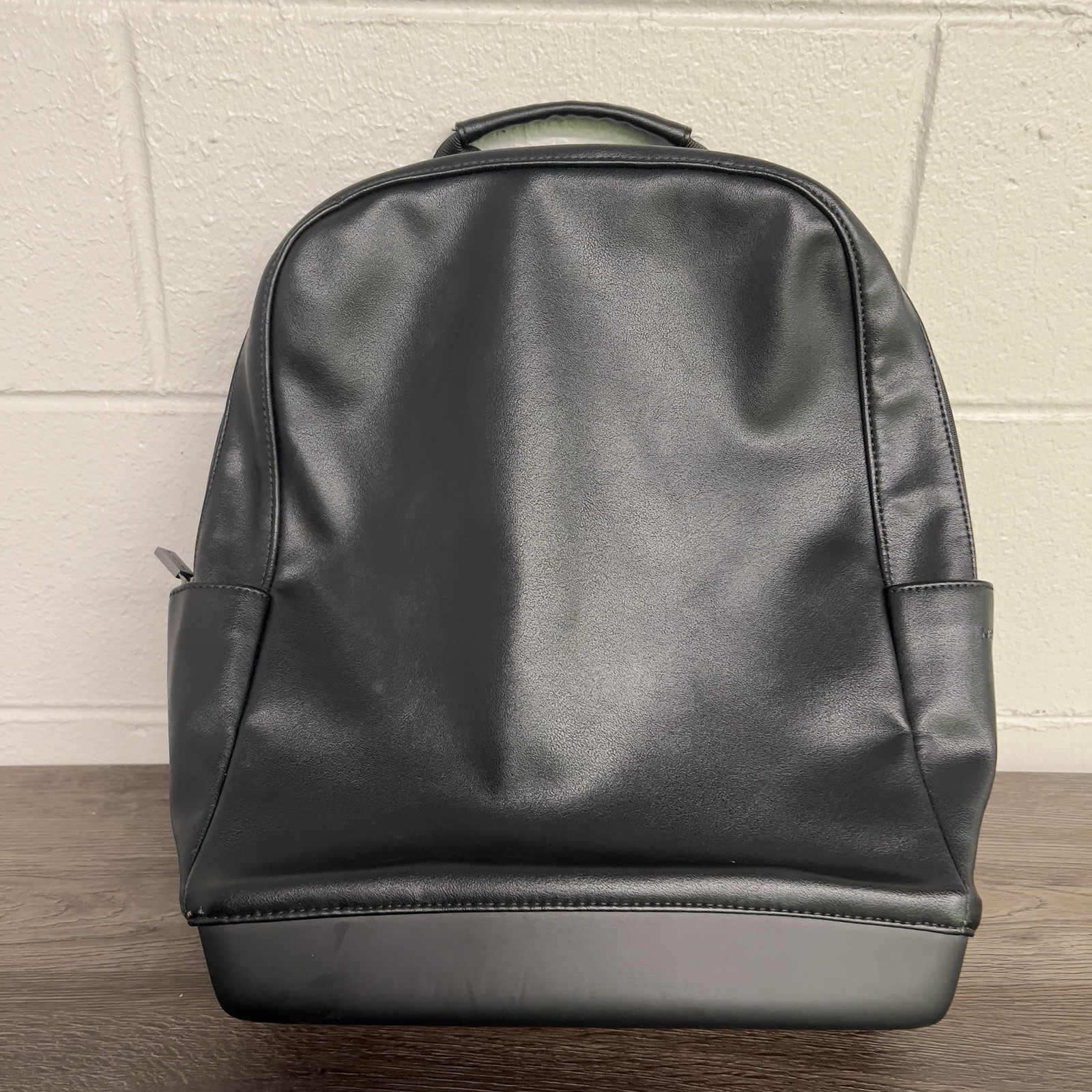 Moleskine Black Backpack Faux Leather Minimalist Laptop Bag Travel Daypack