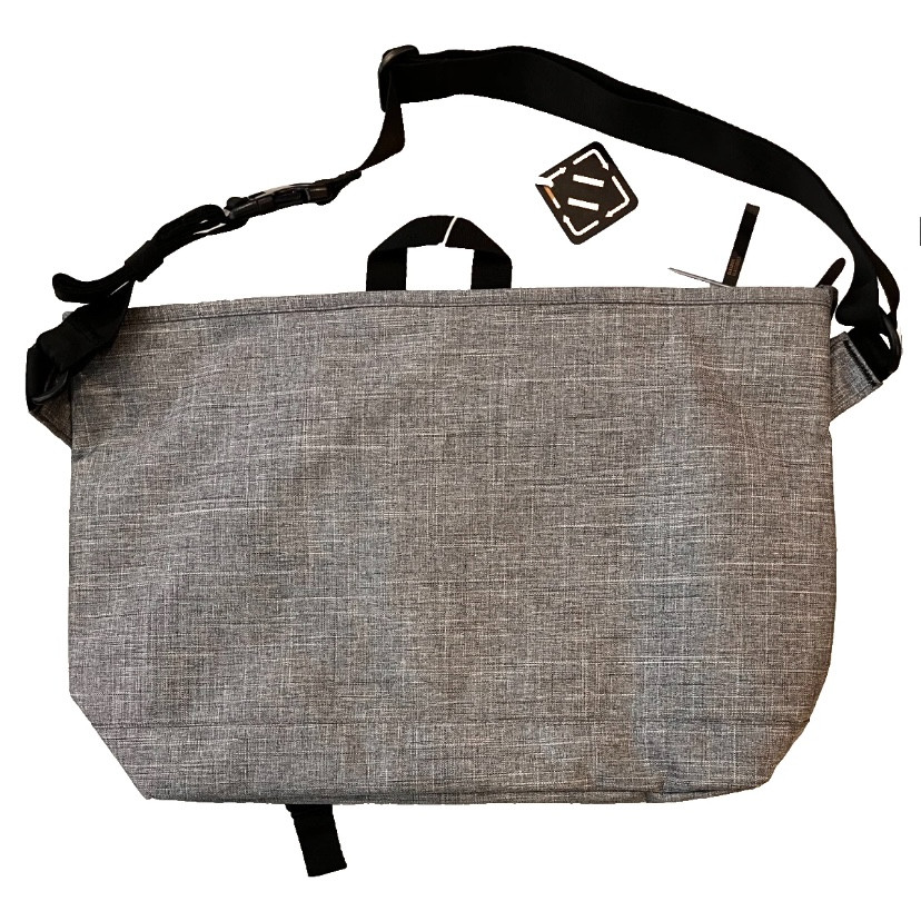 Herschel Gray Messenger Bag Adjustable Strap Buckle Zip Outer Pockets Brand New!