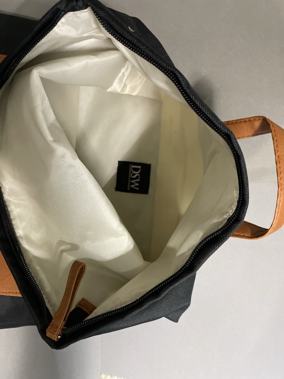 DSW Canvas Foldover Backpack Black Brown Lightweight Casual Everyday Daypack