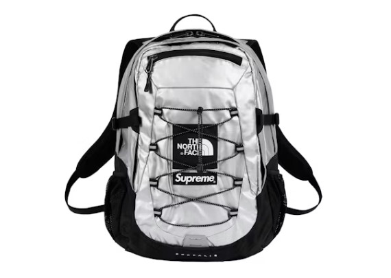 Supreme North Face SS18 Metallic Silver Backpack Borealis Brand New with Tags