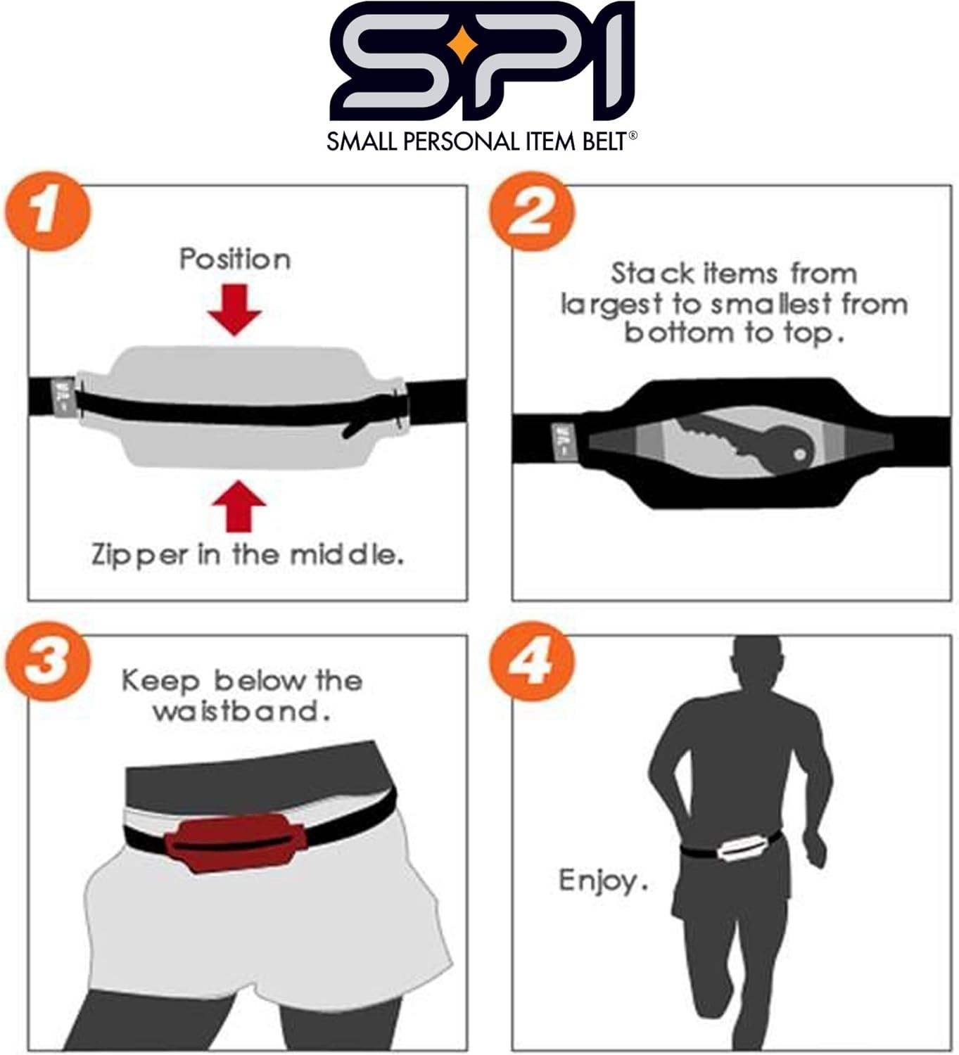 Fanny Pack for Runners – Expandable, Adjustable, Fits All Phones – Black Zipper