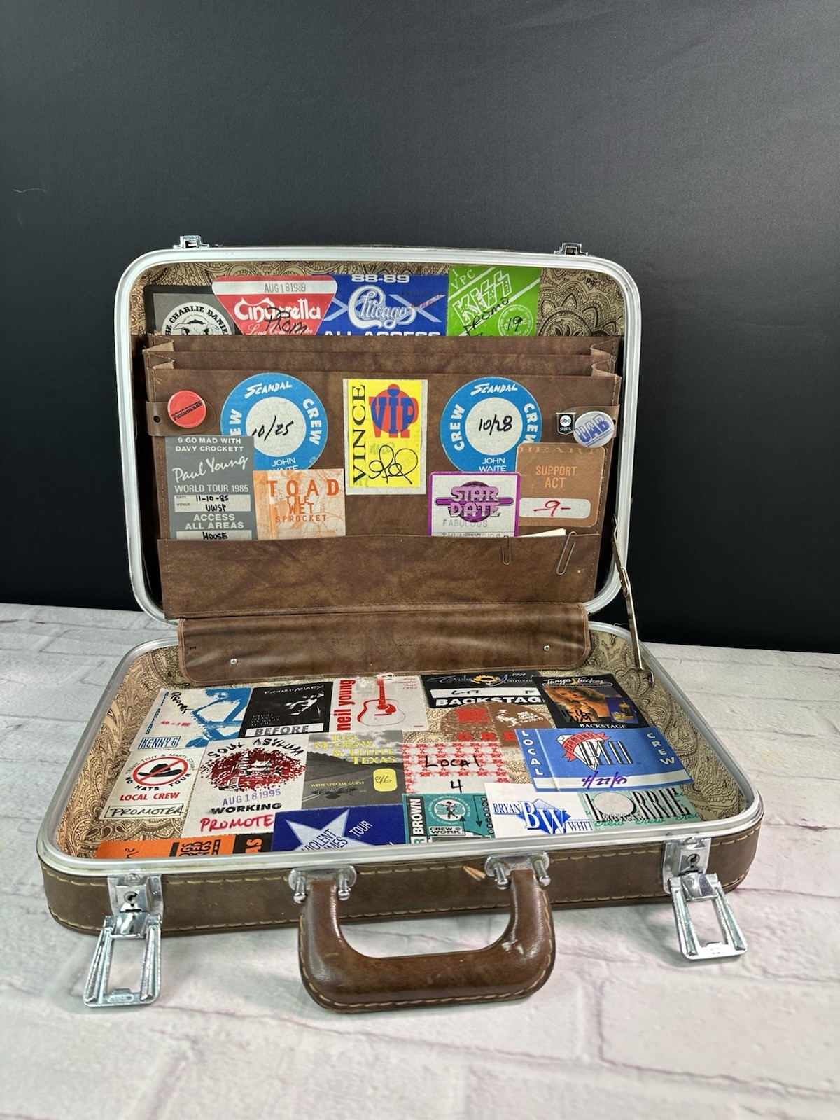 Vintage 1960’s Sears Featherlite Attache Briefcase w/ Band Backstage/Stickers