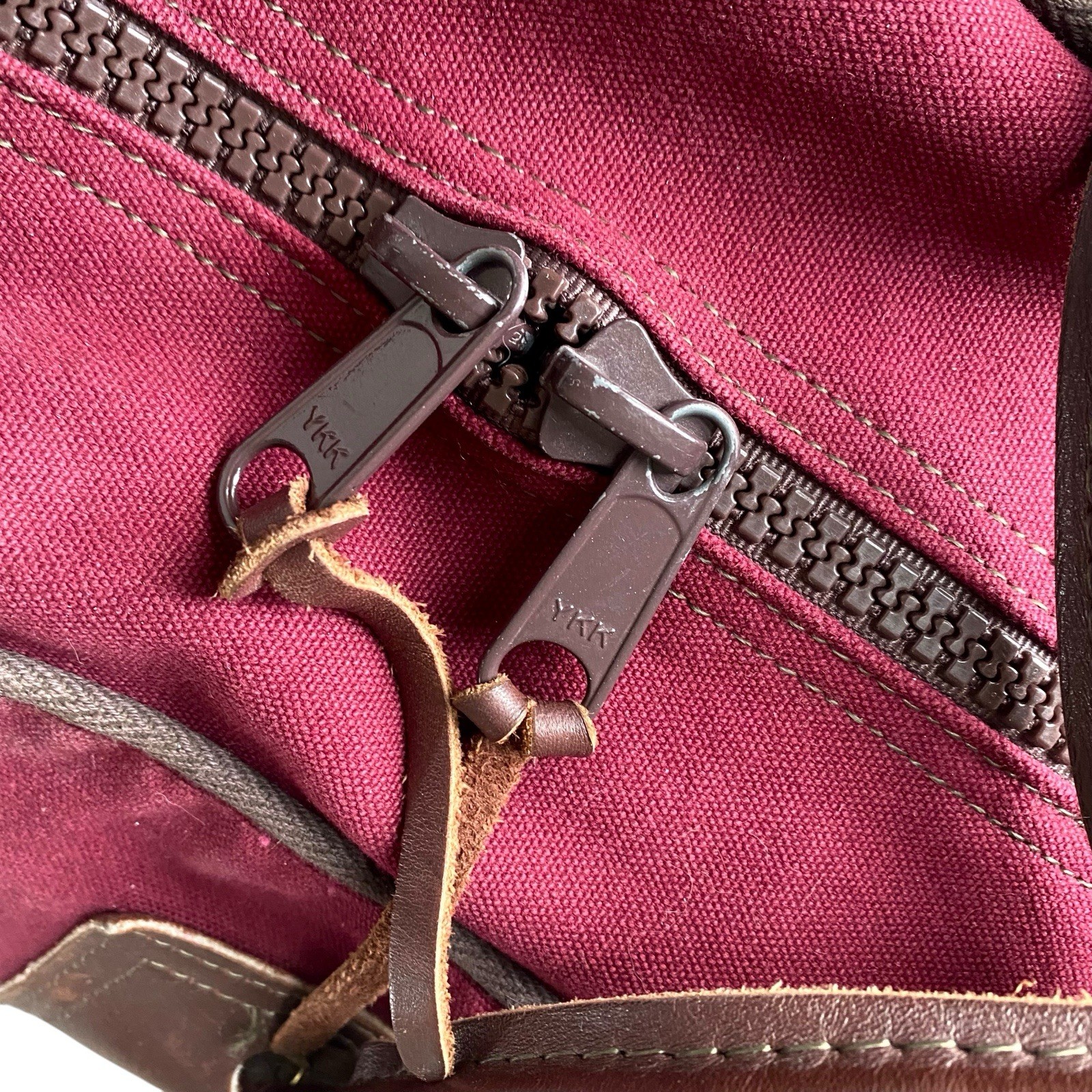 Duluth Pack Boot Duffle Canvas Leather Bag Burgundy Red Weekender Carry On
