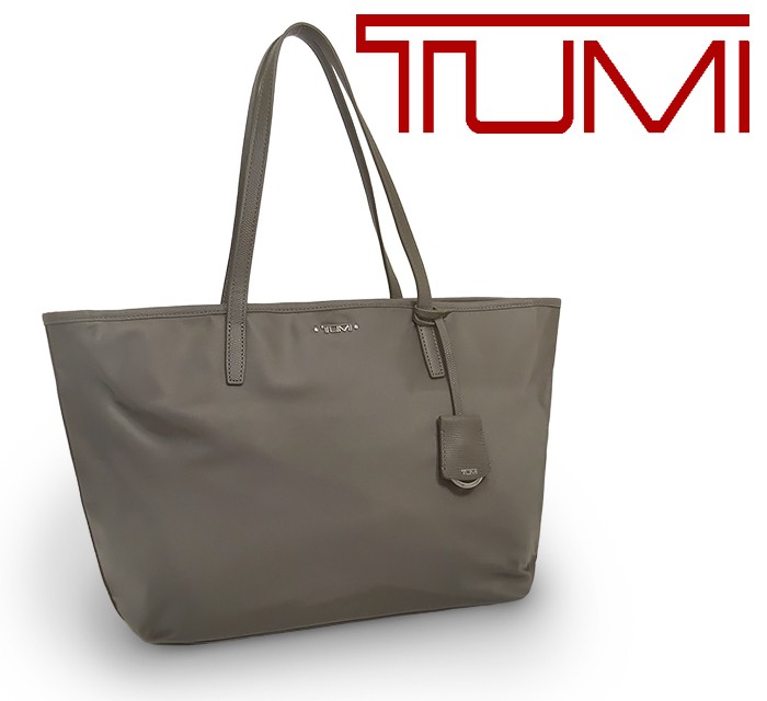 TUMI Business Tote Bag Nylon Leather Beige Gray Brown Large Capacity Lightweight