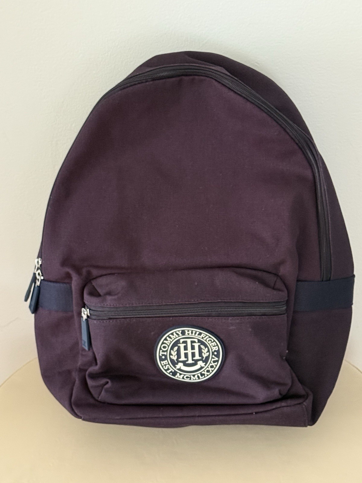 Tommy Hilfiger Backpack Deep Purple 100% Cotton Logo New With Tags