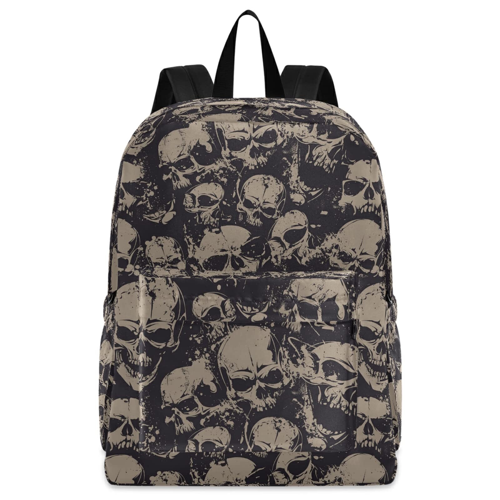 Grunge Skulls Pattern Polyester Computer Backpack Big Daypack for Business Sp…