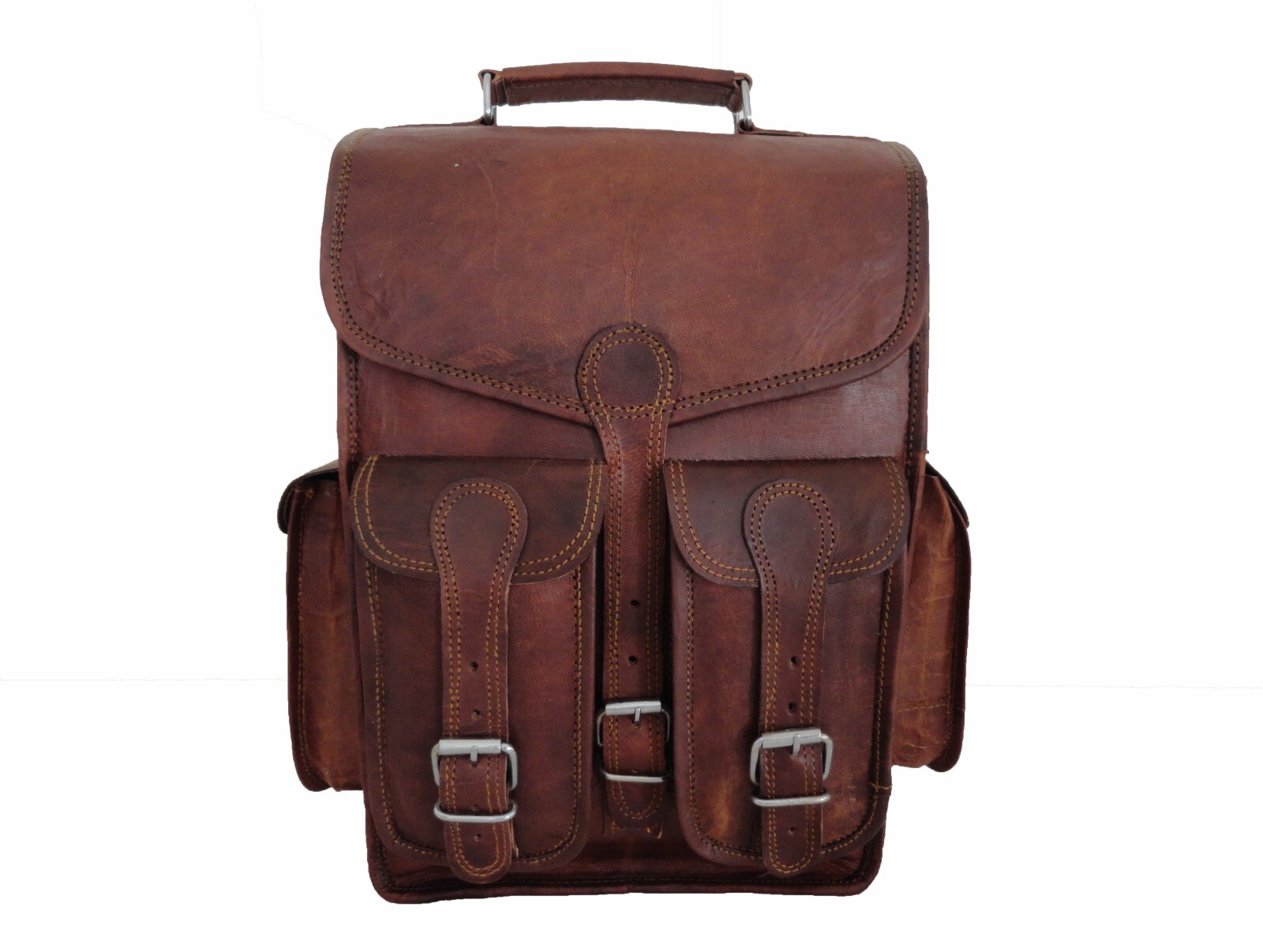 11″ Leather Backpack Convertibe Messenger Bag iPad/Tab Satchel Rucksack Shoulder