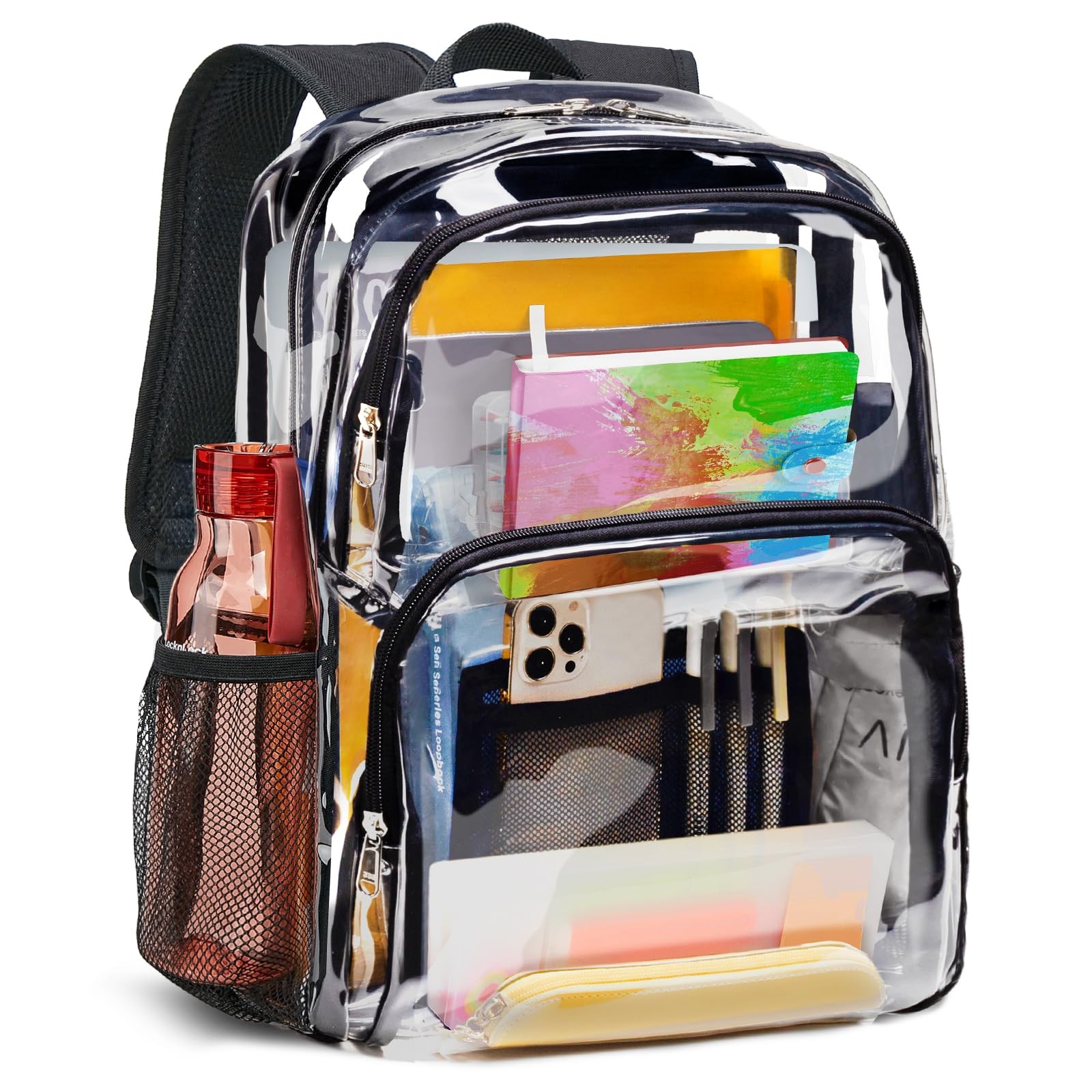 Clear Backpack 16x12x5.5in Heavy Duty Transparent Bag – Padded Straps