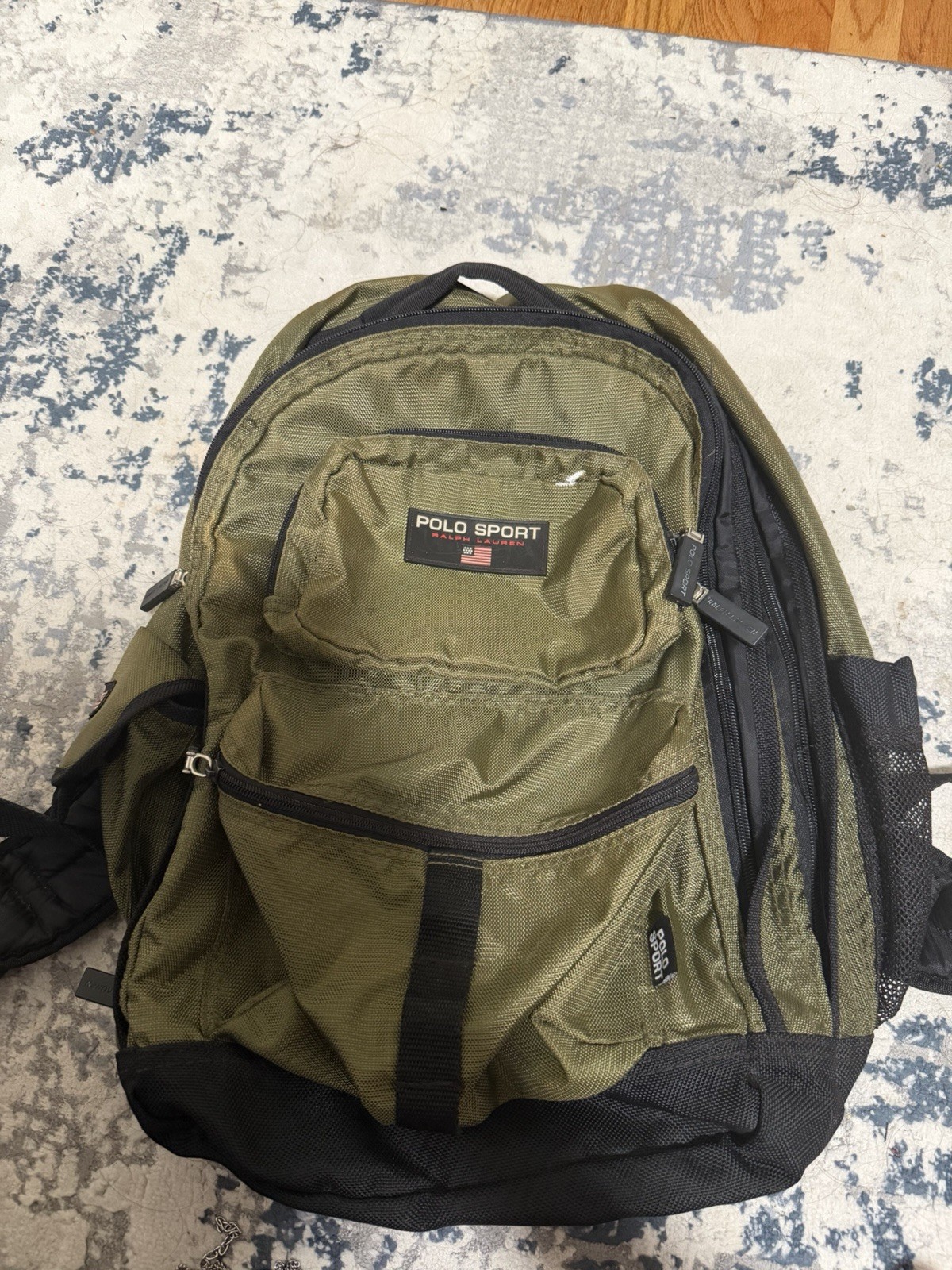 Polo Sport Ralph Lauren Green Backpack Multi Pocket Dividers Vintage 90s