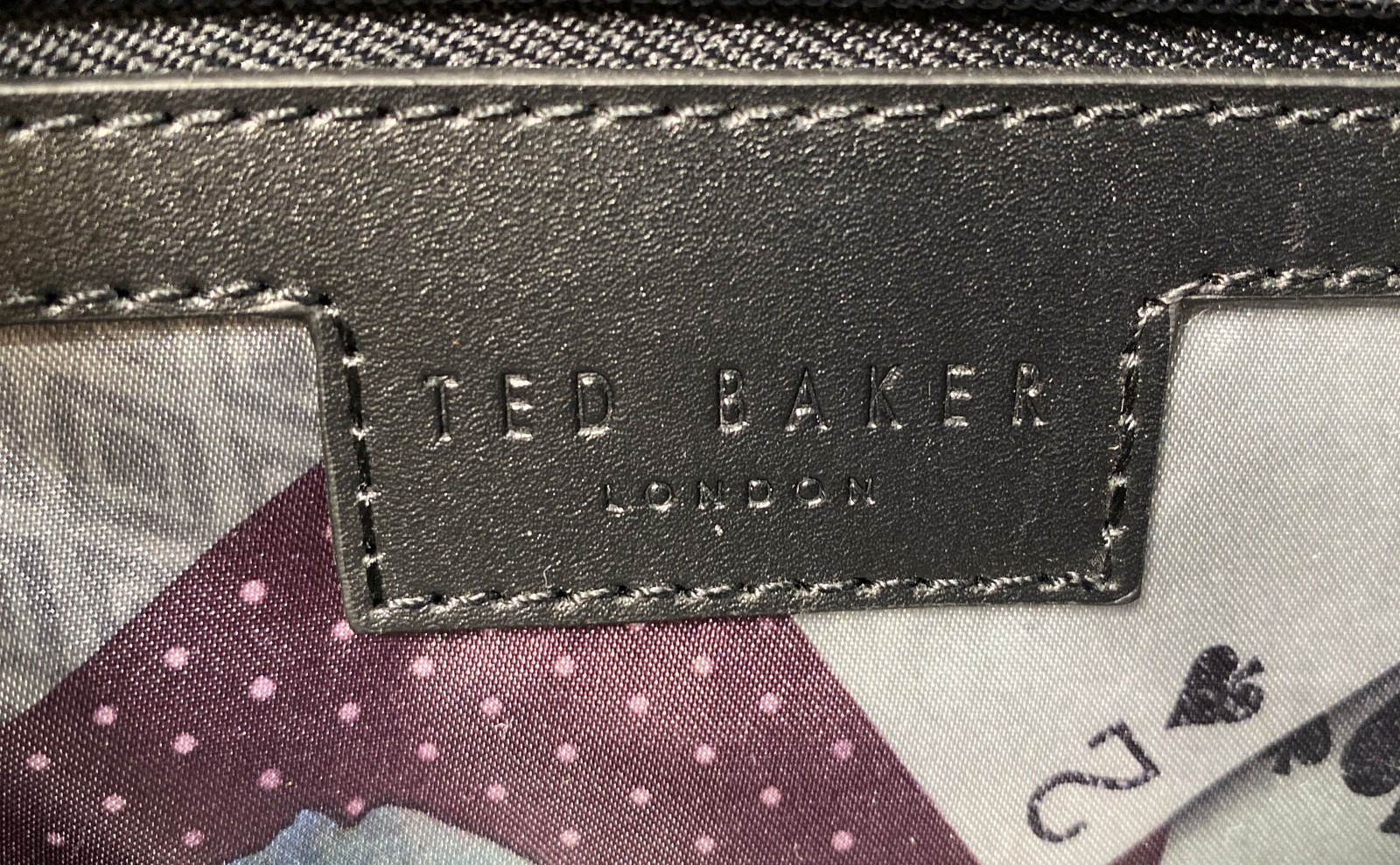 Ted Baker Black Pebbled Leather Messenger Bag Briefcase Playing Card Lining