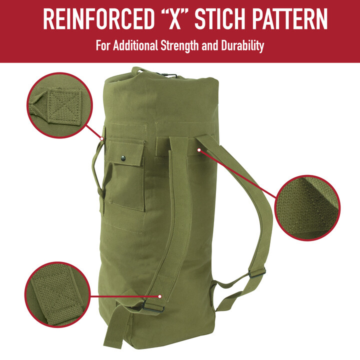 Top Load Duffle Bag Double Strap Backpack Heavy Duty Cotton Canvas 22″ x 38″
