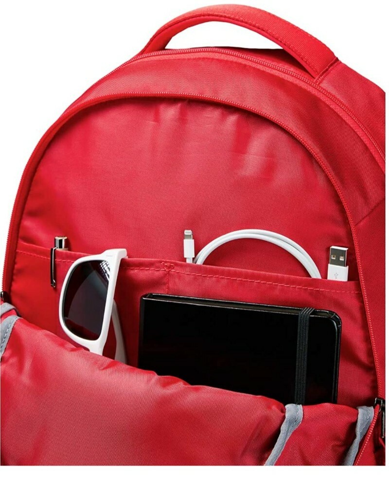 Under Armour Hustle 4.0 Storm Backpack School/Work/Gym/Travel Bag Red/Silver