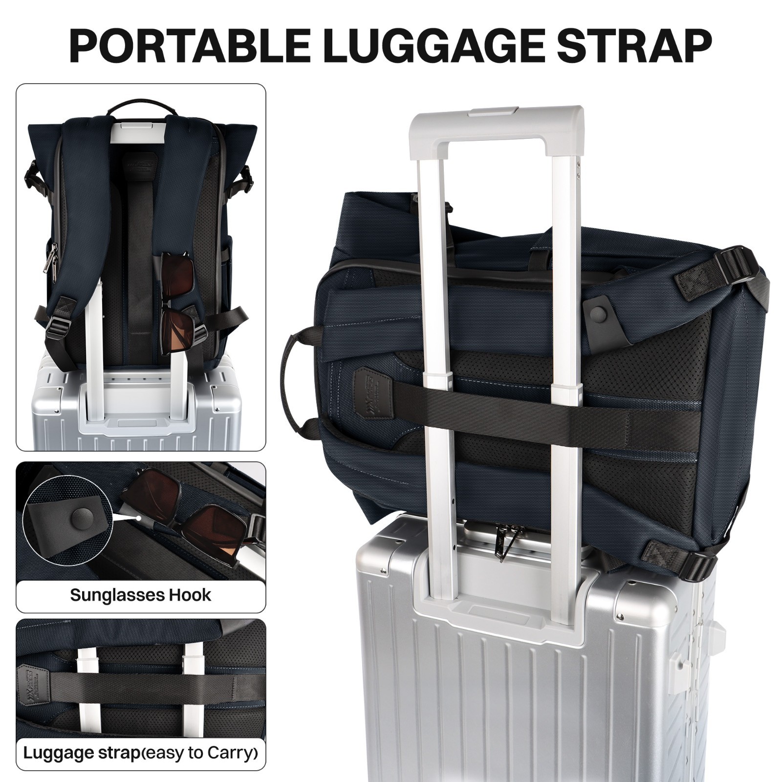 Rolltop Backpack Expandable for School University Work Fits 15.6″ Laptop Bookbag
