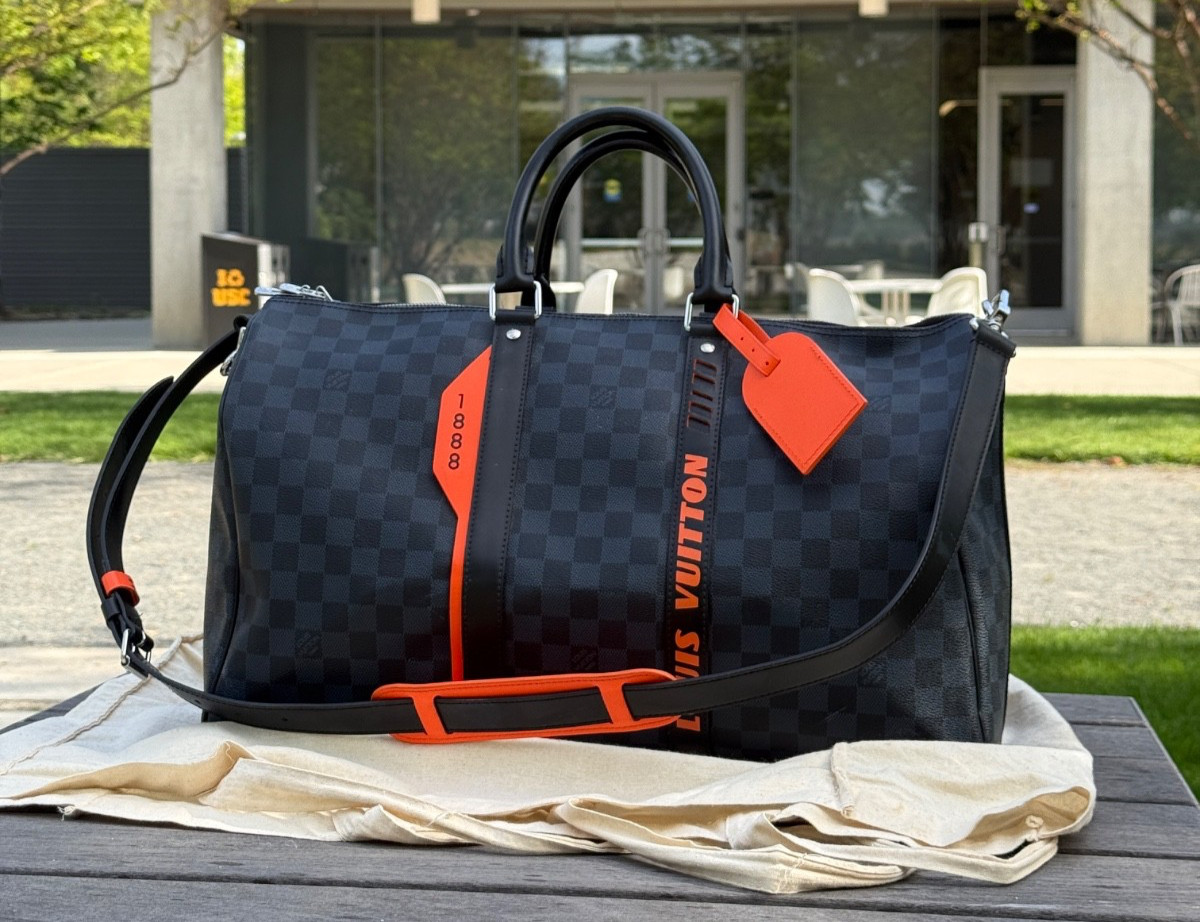 Louis Vuitton Keepall 45 Damier Cobalt Race Blue Orange Bandoulière Travel Bag
