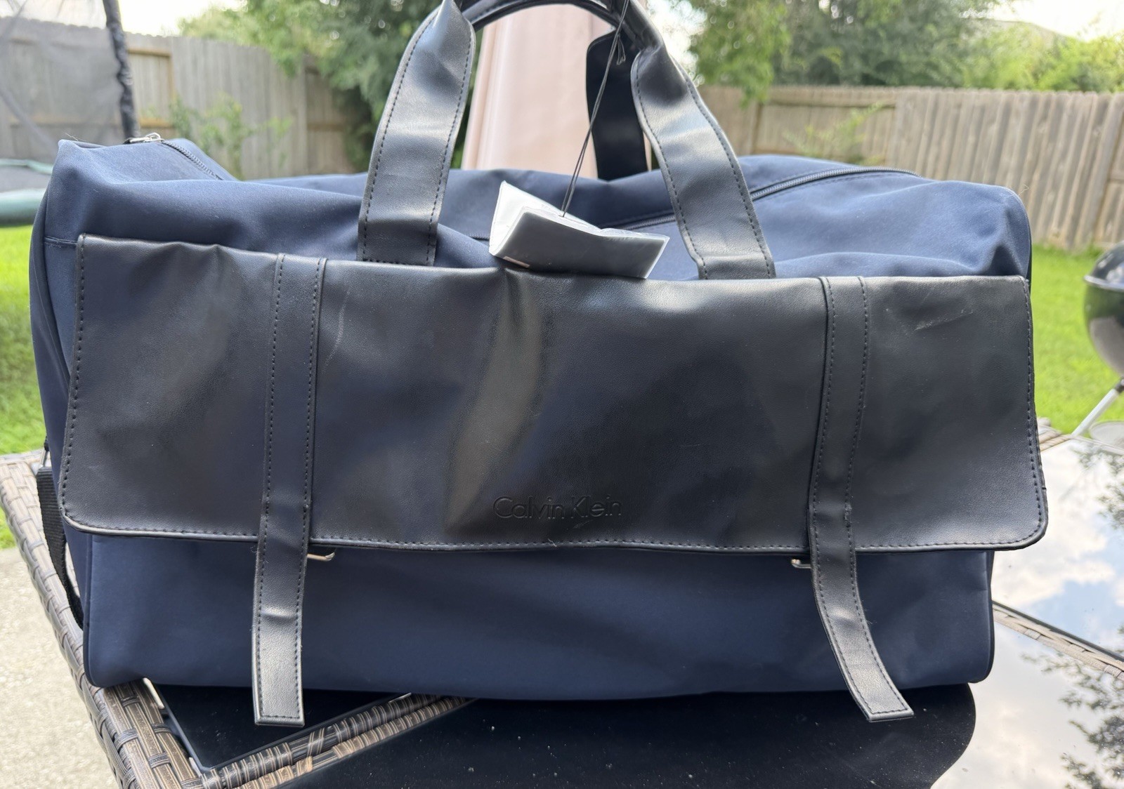 Calvin Klein Men’s Duffel Bag Navy Blue Weekender Travel Gym Overnight Tote