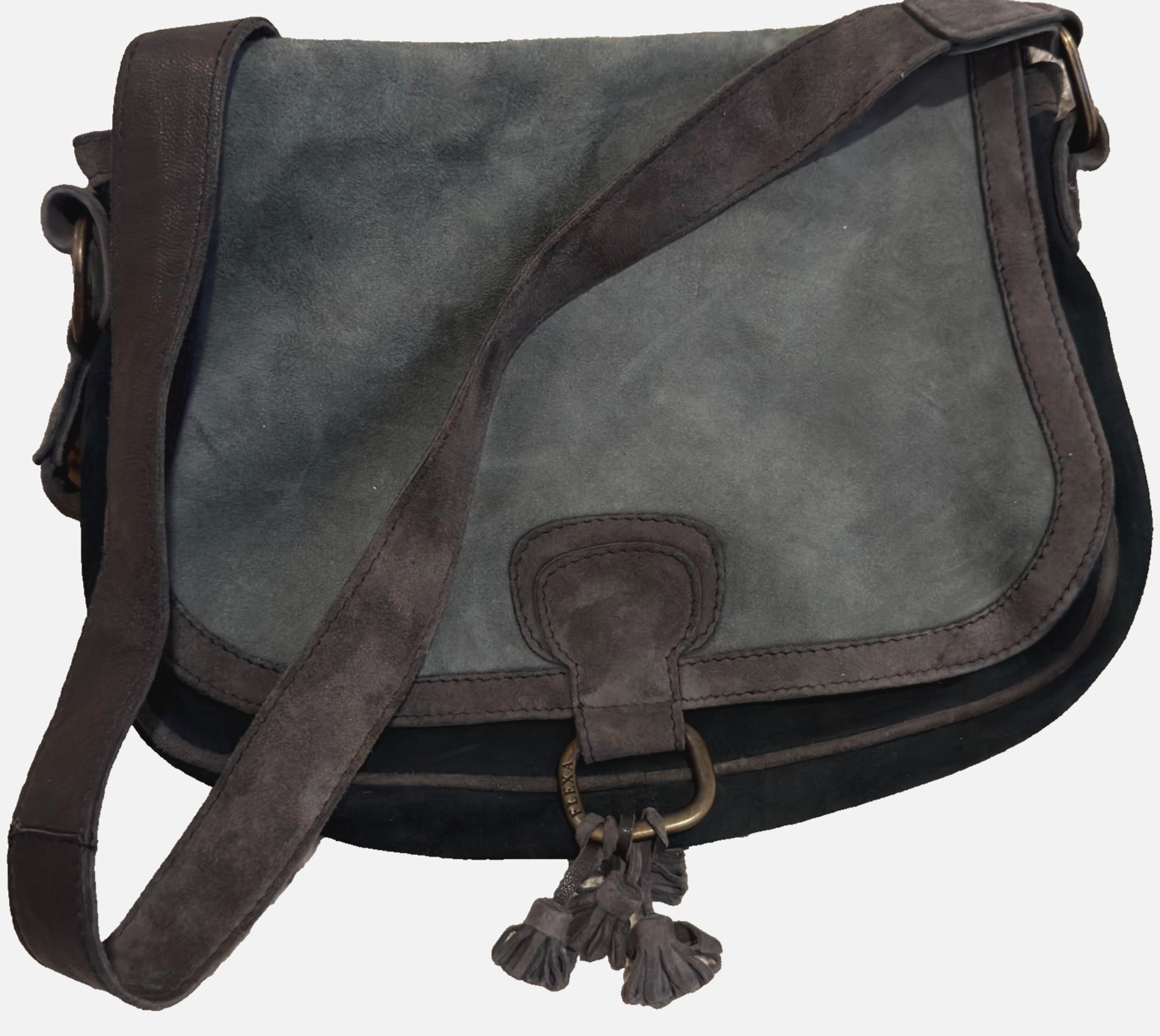 Fratelli Rossetti Flexa Suede Saddle Bag Crossbody Made in Italy Rare Vintage