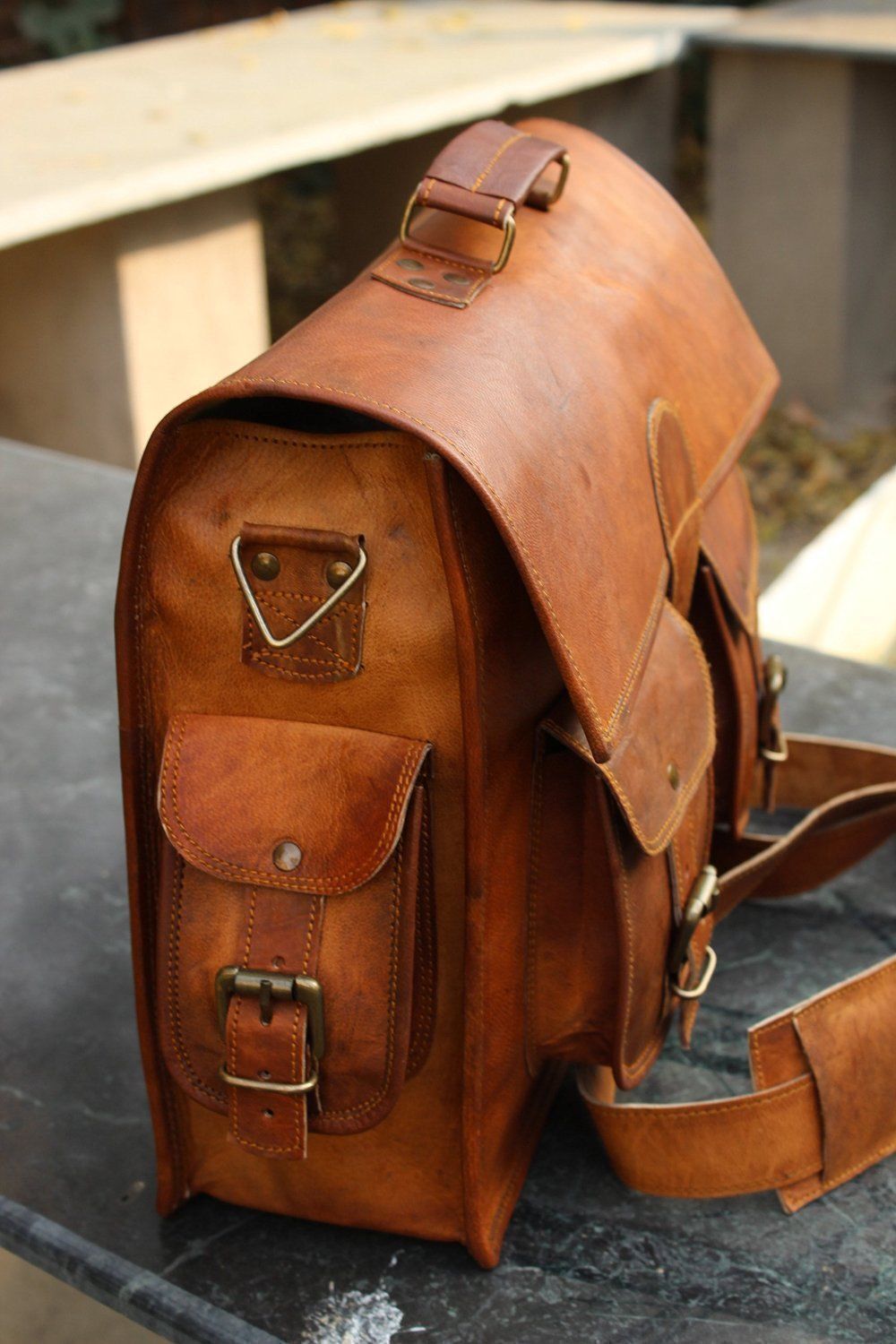 New leather briefcase work bag shoulder bag UNI BAG Messenger TASCHE