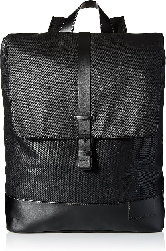 Calvin Klein Men’s Coated Canvas Backpack, One Size/Black, F3(A703T)