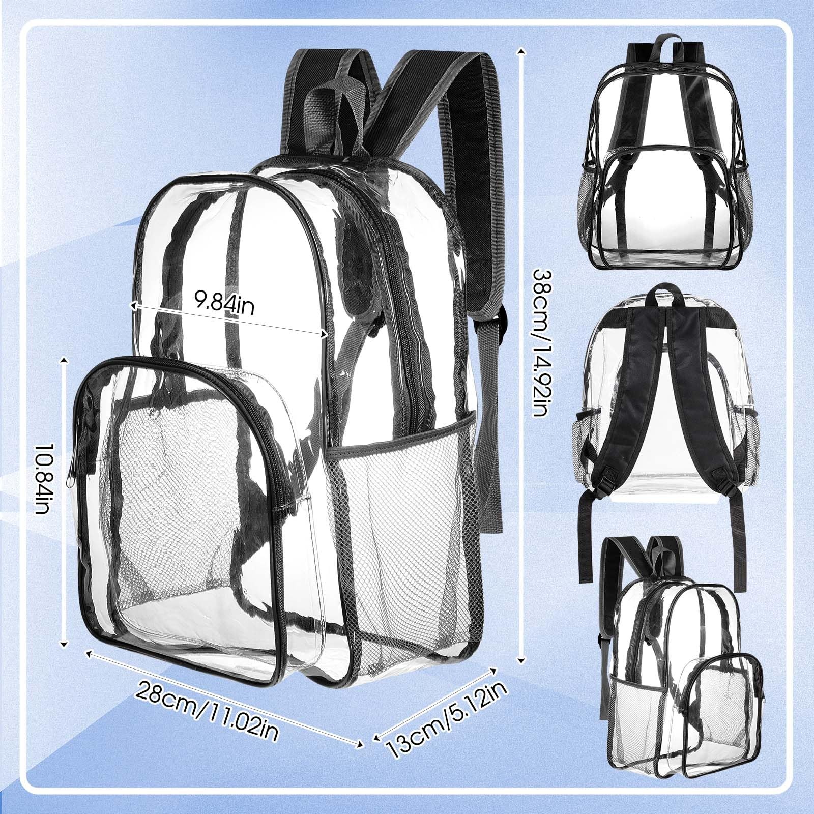 12 Pcs Clear Backpack bulk for Stadium Events Heavy Duty PVC Transparent Book…