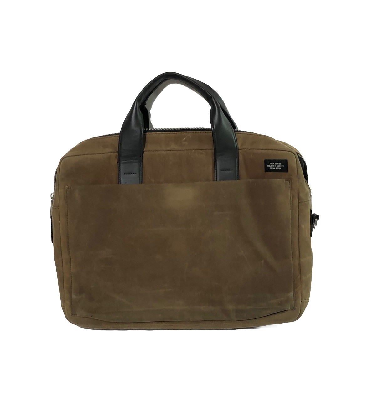 Jack Spade Warren Street NYC Waxed Canvas Leather Briefcase Work Tote Bag READ