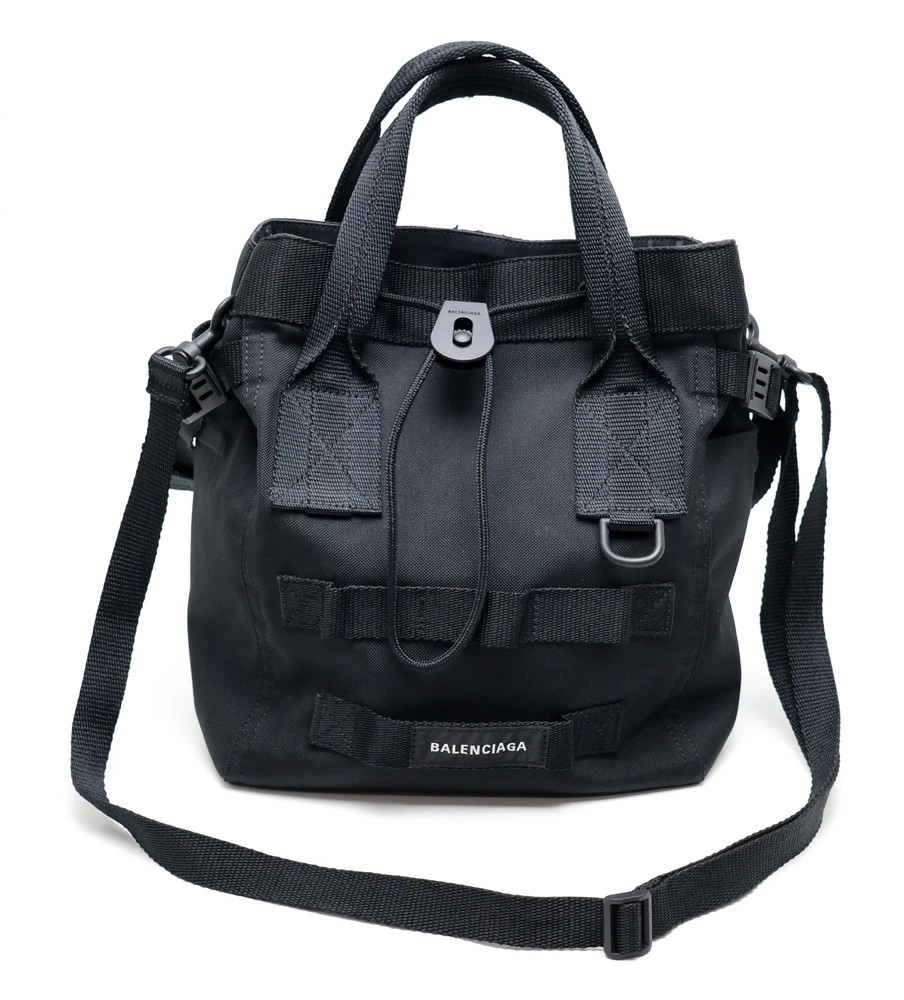 BALENCIAGA ARMY Tote Bag Small 2WAY Bag Nylon Black 644029 1000 K23 5202 Used