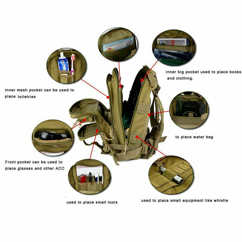 Military Camping Backpack Tactical Molle Travel Bags Outdoor Camping Hiking Men