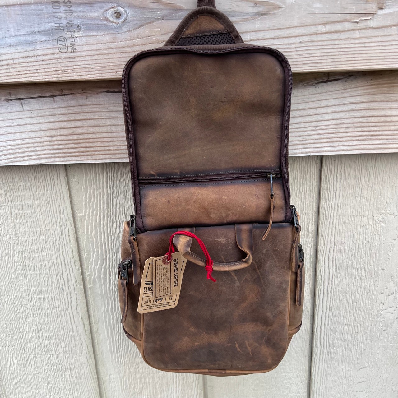 STS Ranch Foreman Leather Men’s Hanging Shave Kit Travel Toiletry Organizer w…