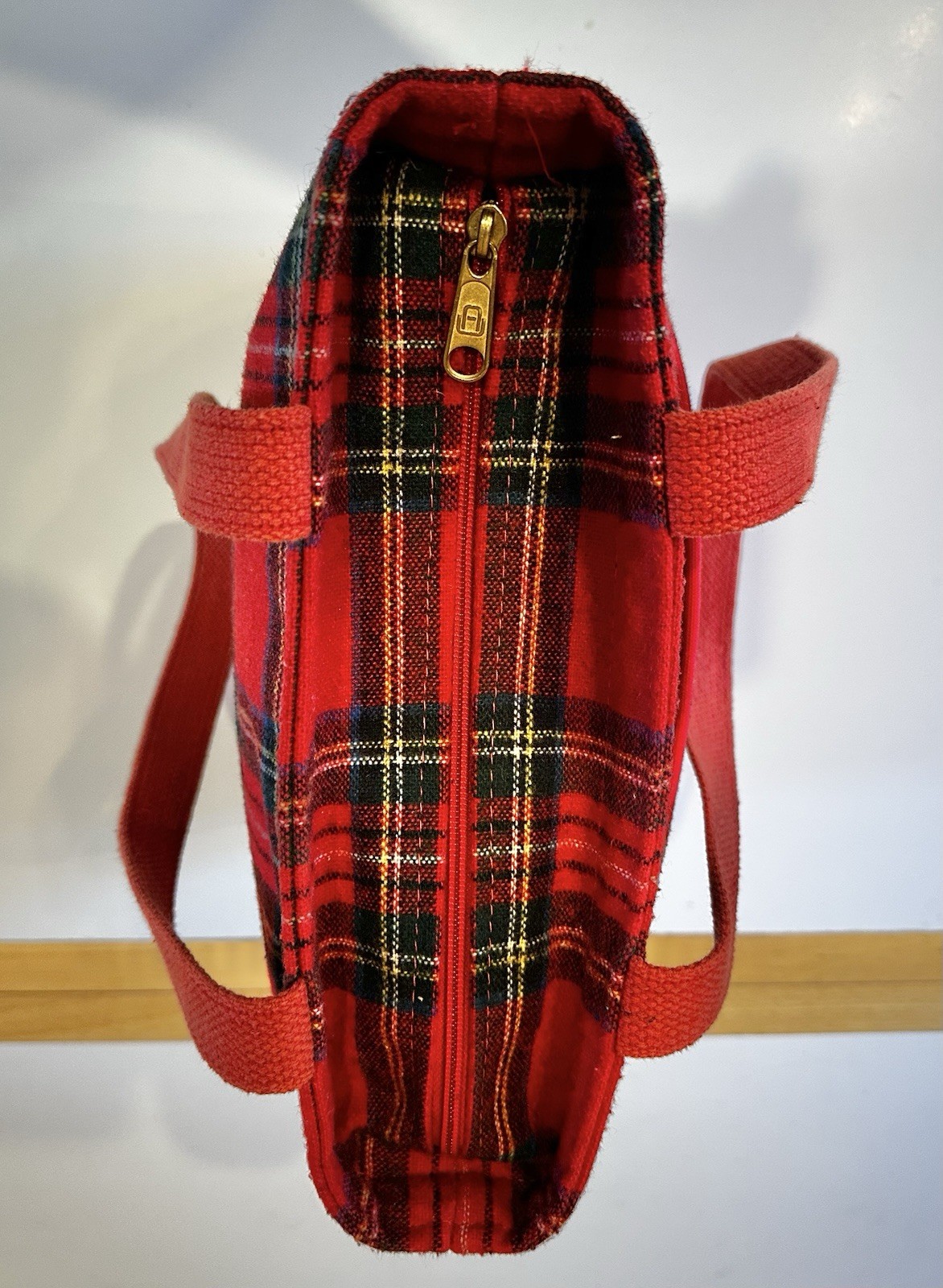 VTG LL Bean Boat & Tote Bag men Tartan Red Plaid 70’s Chris-craft Boat L@@K