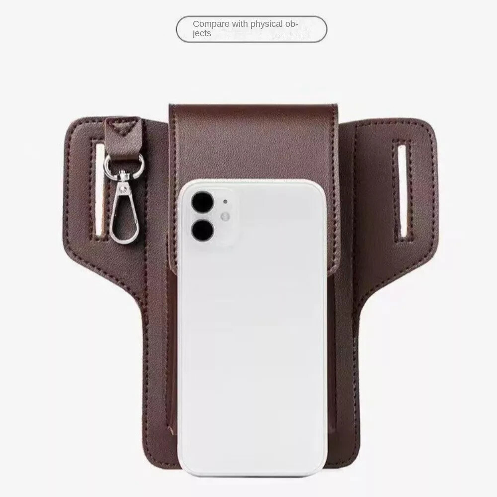 PU Men’s Belt Leather Case Solid color Card Bag Travel Casual Phone Bags