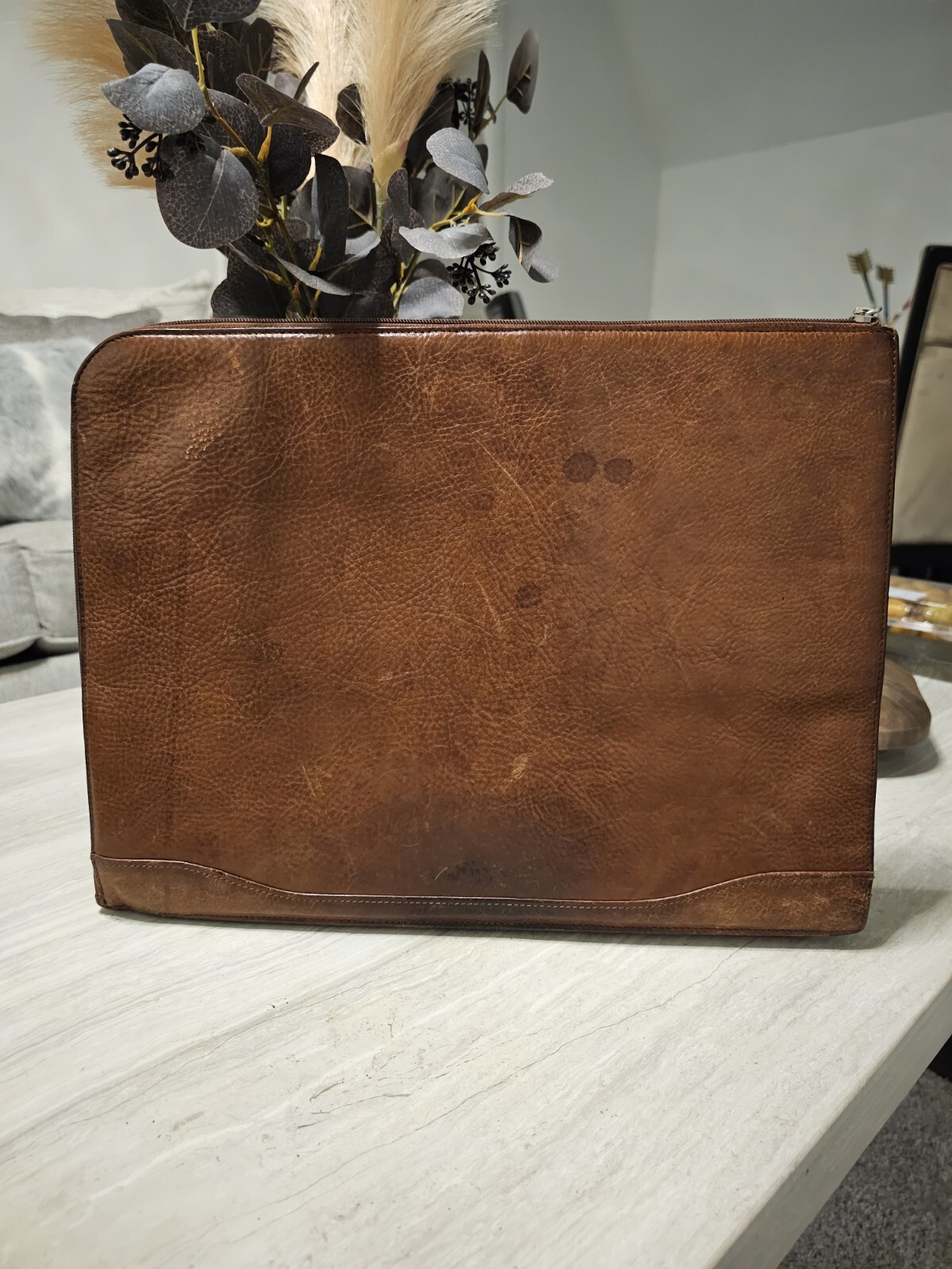 Bosca Leather Briefcase Reddish Brown Leather No Strap