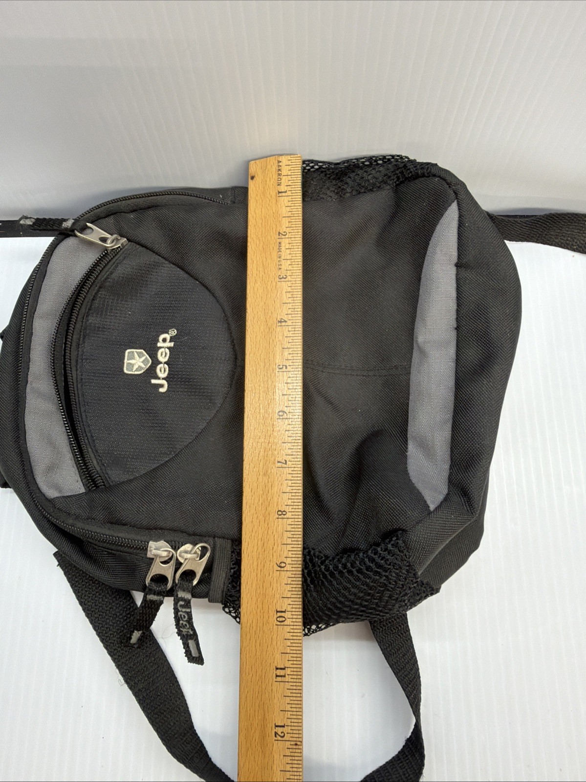 Jeep Mini Backpack Black Gray 12″ x 10″ Small Travel Bag Interior Pockets Logo