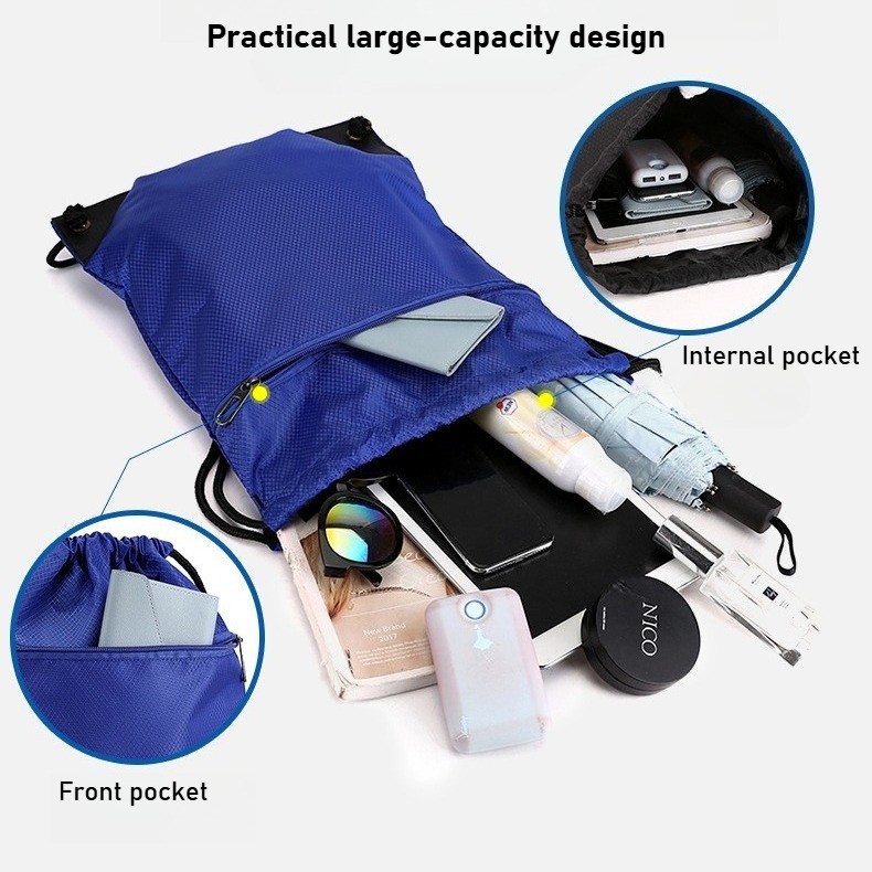 17×20 inch Drawstring Backpack Bag Waterproof Draw String Back Sack Zip Pocket