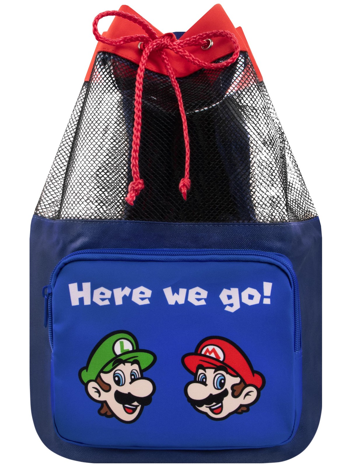 Bag | Mario And Luigi Boys Swim Bag | Kids Drawstring Backpack | Blue One Size