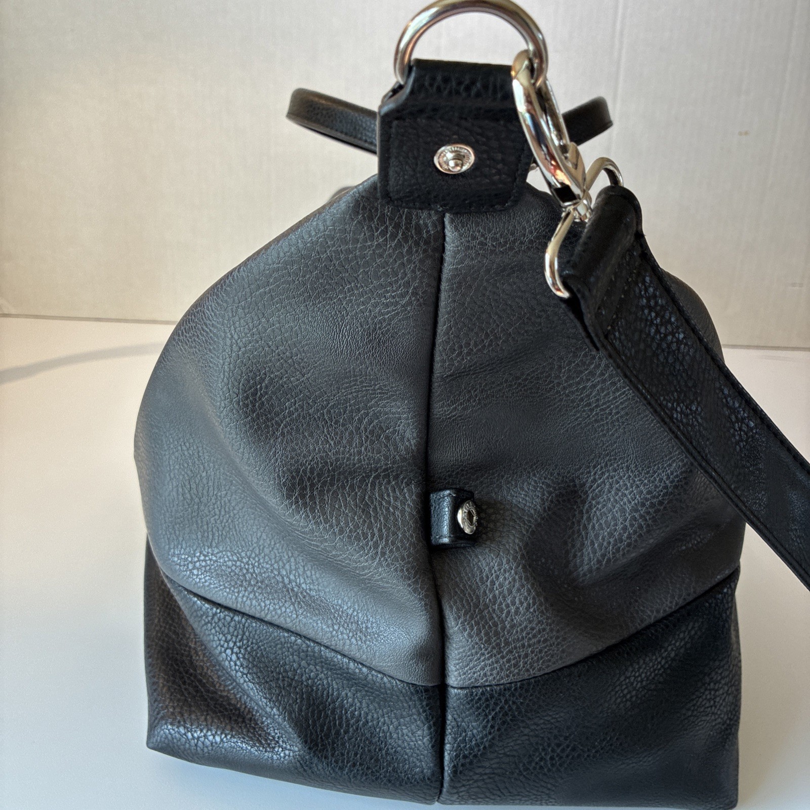 Brouk and Co Alpha Duffel Bag Luxurious Vegan Leather Black/Grey MSRP $156