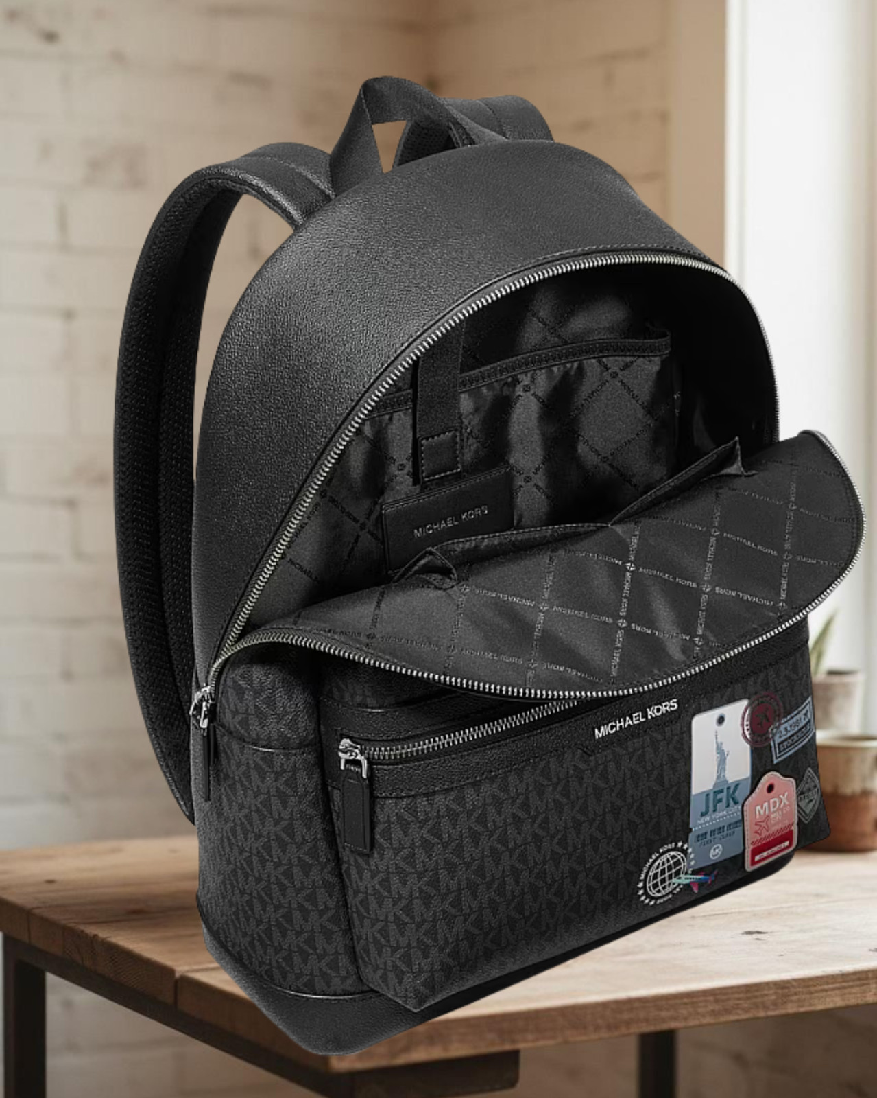 Michael Kors Cooper Medium Embellished Signature Logo Travel Backpack Black Men