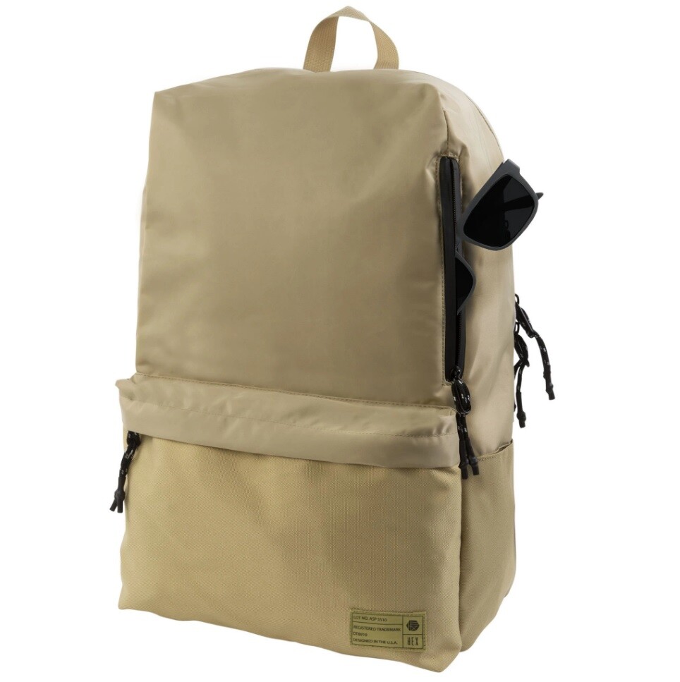 Hex brand Khaki Exile Backpack daypack laptop bag bookbag brown water resistant
