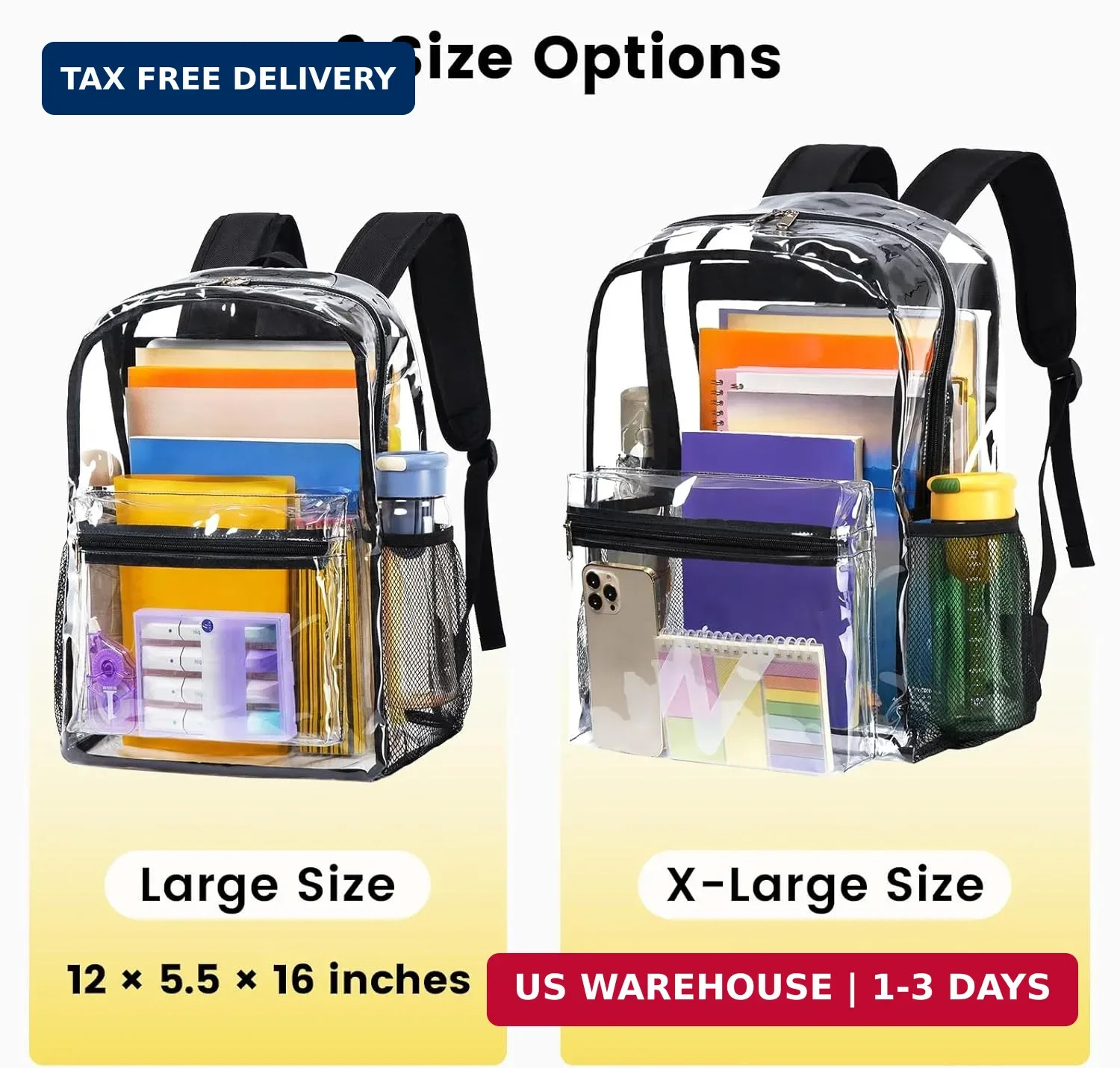 Vorspack Heavy Duty Clear Backpack – Large Clear Backpacks for School See Throug
