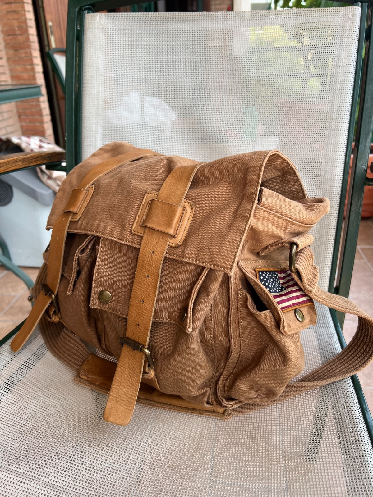 BARBOUR Steve Mc Queen Messenger Shoulder Bag Colonial Cotton Leather Legend 554