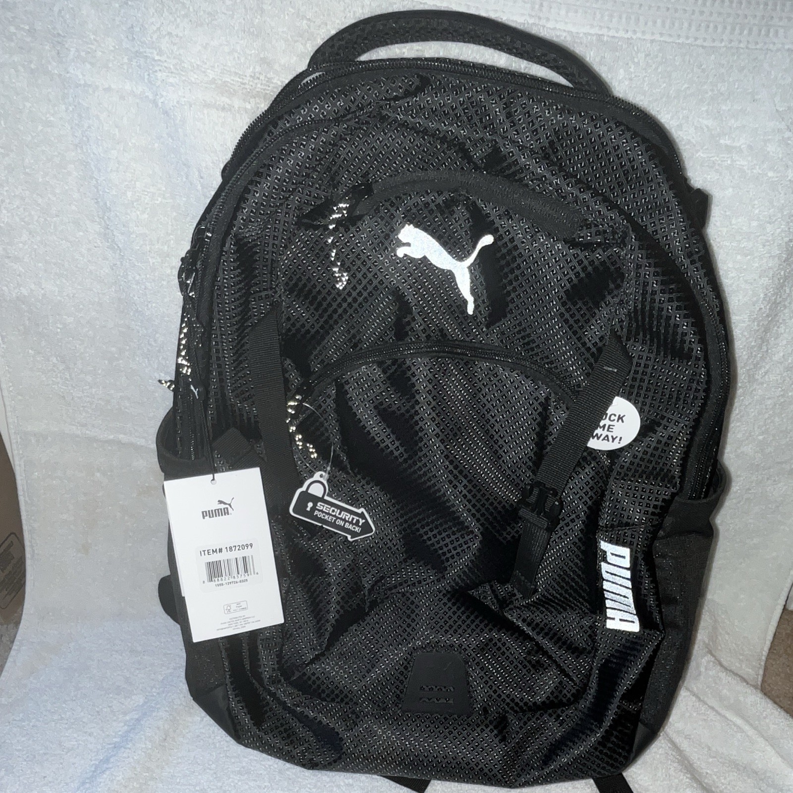 PUMA Challenger Black Backpack, Zip Closure, Brand NEW w/Tags