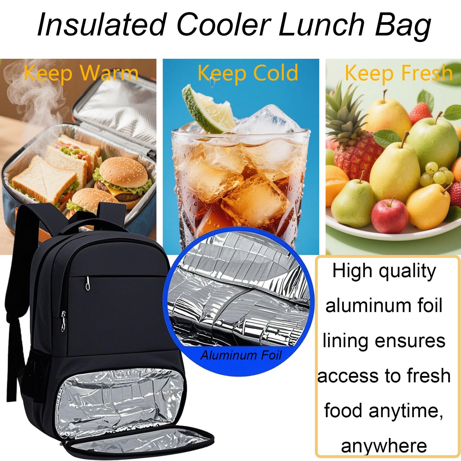 Large Capacity 17″ Laptop Backpack with Cooler, USB Charging, Anti-Theft Design