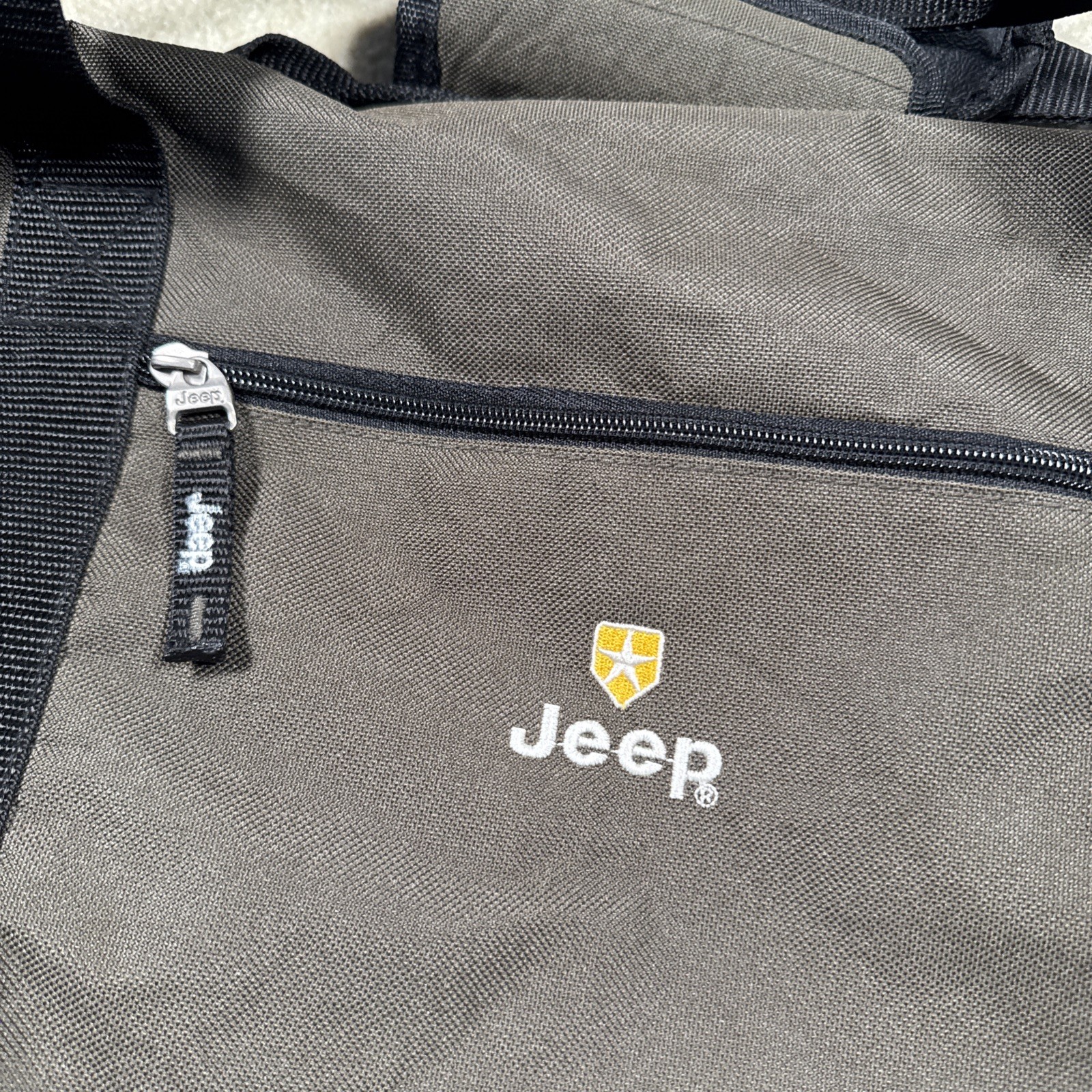 Jeep Olive Green Large Lightweight Canvas Zippered Logo Shoulder Duffle Bag