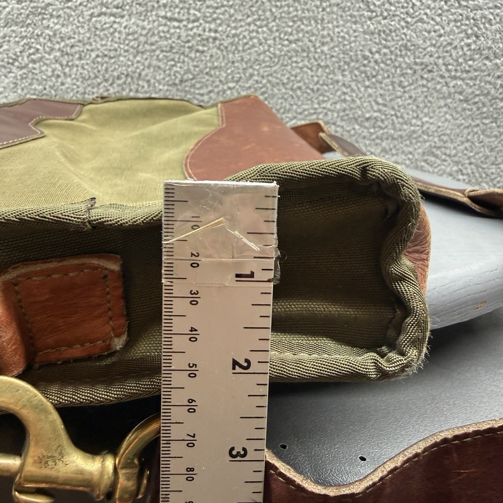 Vintage Orvis Canvas & Leather Briefcase Messenger Bag Shoulder Bag USA Green Ta