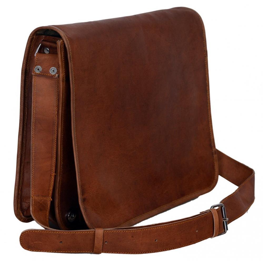 Men’s Genuine Vintage Durable Leather Messenger Shoulder Laptop Bag Briefcase,,