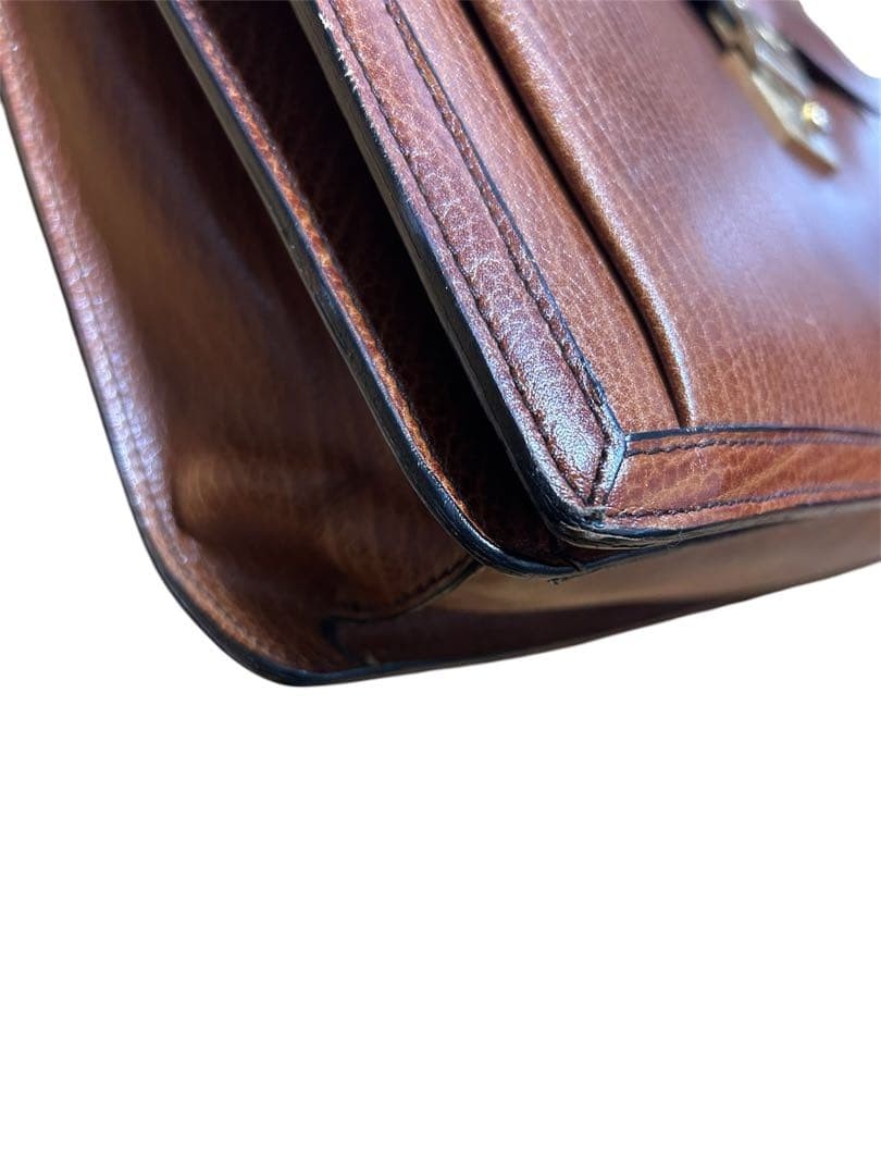 BALLY Business Bag Briefcase Document Case Vintage Leather Brown Used 28.5x42cm