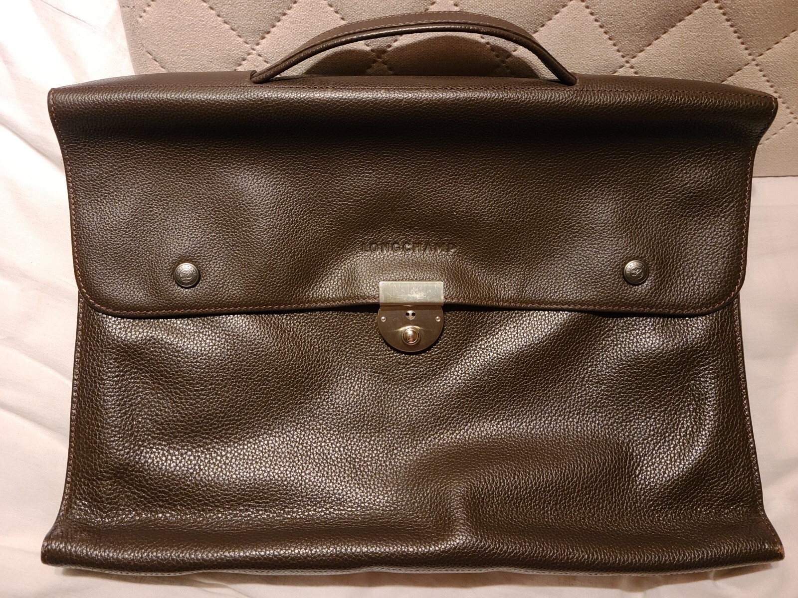 Longchamp Le Foulonné brown leather bag – Porte Documents – Marron Hommes Femmes